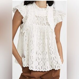 Sea New York Ingrid White Eyelet Blouse S